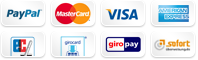 Bequeme Zahlung über Paypal, EC und Kreditkarte